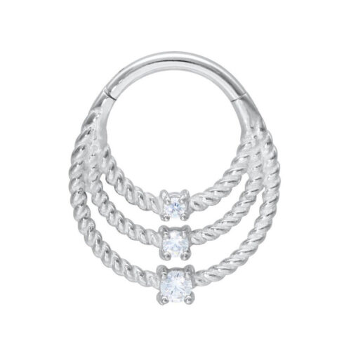 Septum Clicker Triple Twisted Cristalli Acciaio