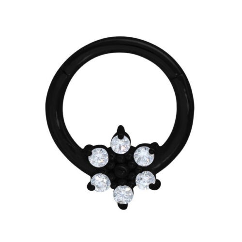 Septum Clicker Cristalli Ice Flower Acciaio - Nero