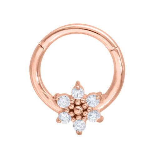 Septum Clicker Cristalli Ice Flower Acciaio - Oro rosa