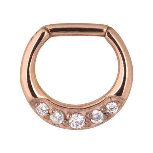 Hinged Ring cristalli in acciaio oro rosa