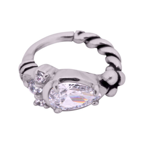 Hinged Ring cristalli goccia in acciaio