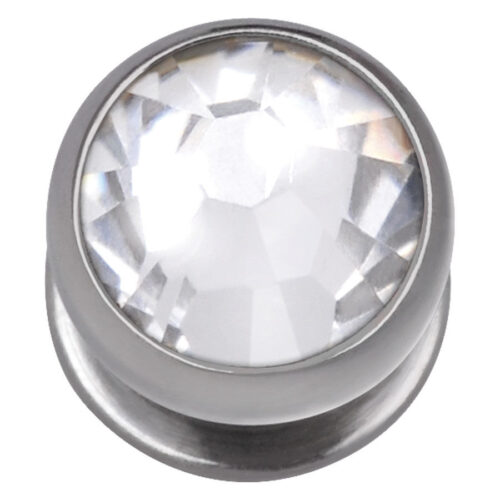 Silberner Skindiver aus Titan mit kristallklarem Stein auf weißem Hintergrund