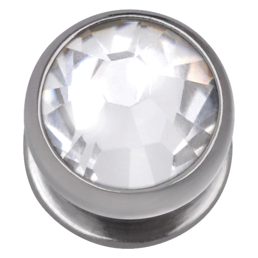 Silberner Skindiver aus Titan mit kristallklarem Stein auf weißem Hintergrund