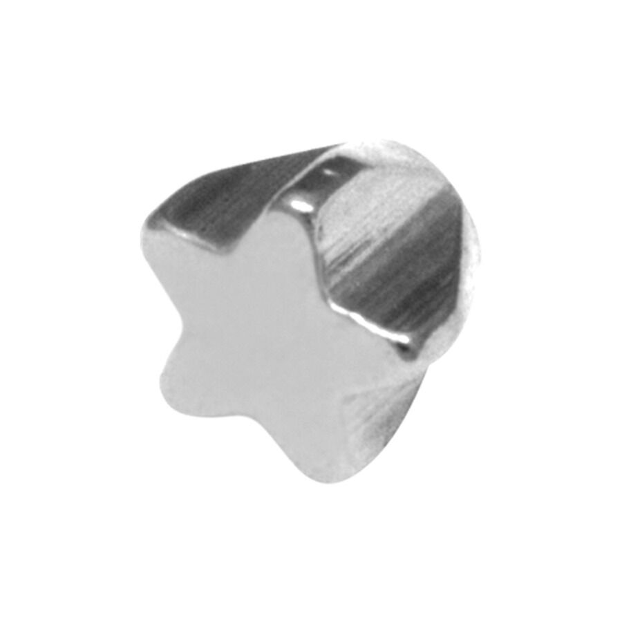 Punta a forma di stella in acciaio chirurgico 316L su sfondo bianco