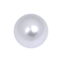 Sfera di perla bianca 3mm per piercing Sfera di perla sintetica bianca con diametro di 3 mm su sfondo bianco