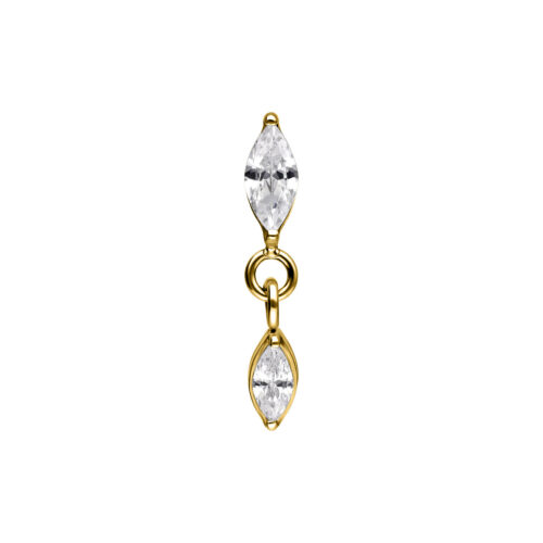 Terminale Push-Fit Oval Crystal Drop in Titanio - Oro