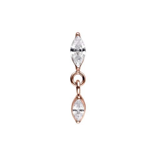 Terminale Push-Fit Oval Crystal Drop in Titanio - Oro rosa