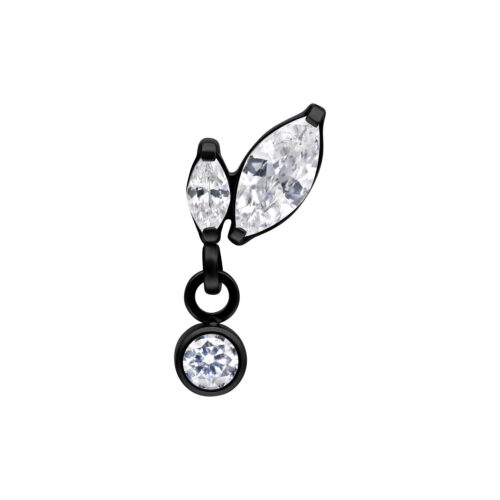 Terminale push-fit Double Marquise in titanio - Nero