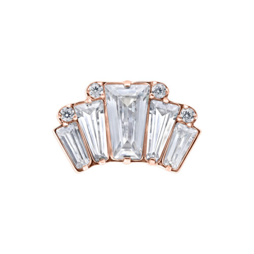 Terminale push-fit Cristalli quadrati - Oro rosa