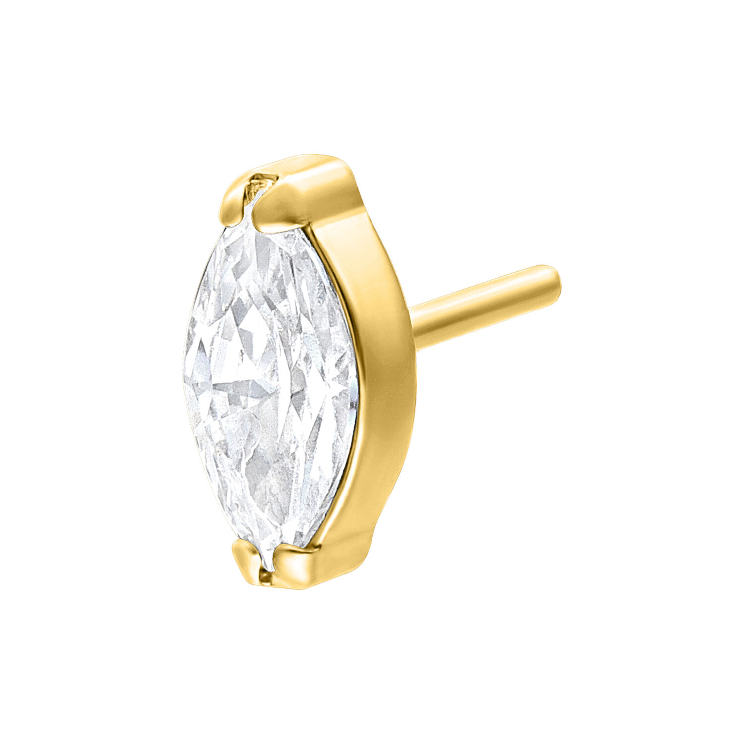 Ovale Cristallo Push Fit Dorato Cristallo ovale in metallo dorato su sfondo bianco