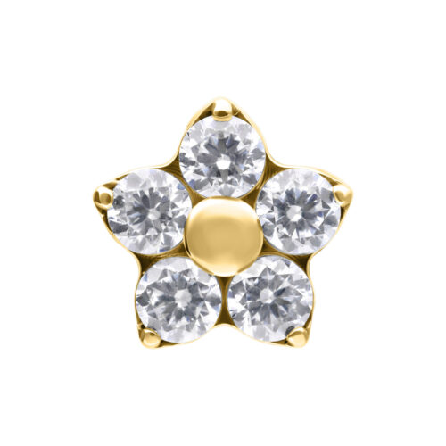 Terminale Push-Fit Multi Crystal Flower in Titanio - Oro