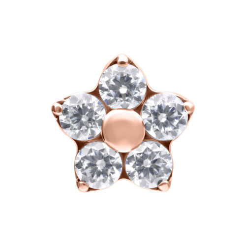 Terminale Push-Fit Multi Crystal Flower in Titanio - Oro rosa