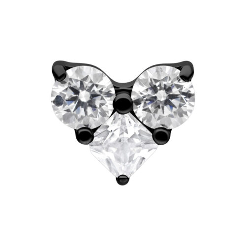 Terminale Push-Fit Crystal Heart in Titanio - Nero