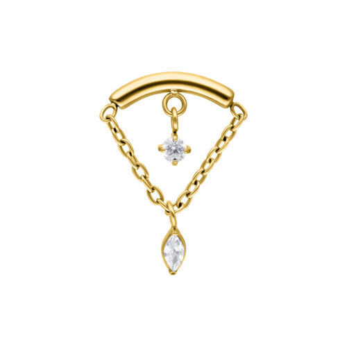 Double Jewelled Hidden Helix Push Fit Attachment - Oro