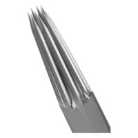 Primo piano di aghi per tatuaggi Kwadron™ Round Liner in acciaio chirurgico 316L su sfondo bianco