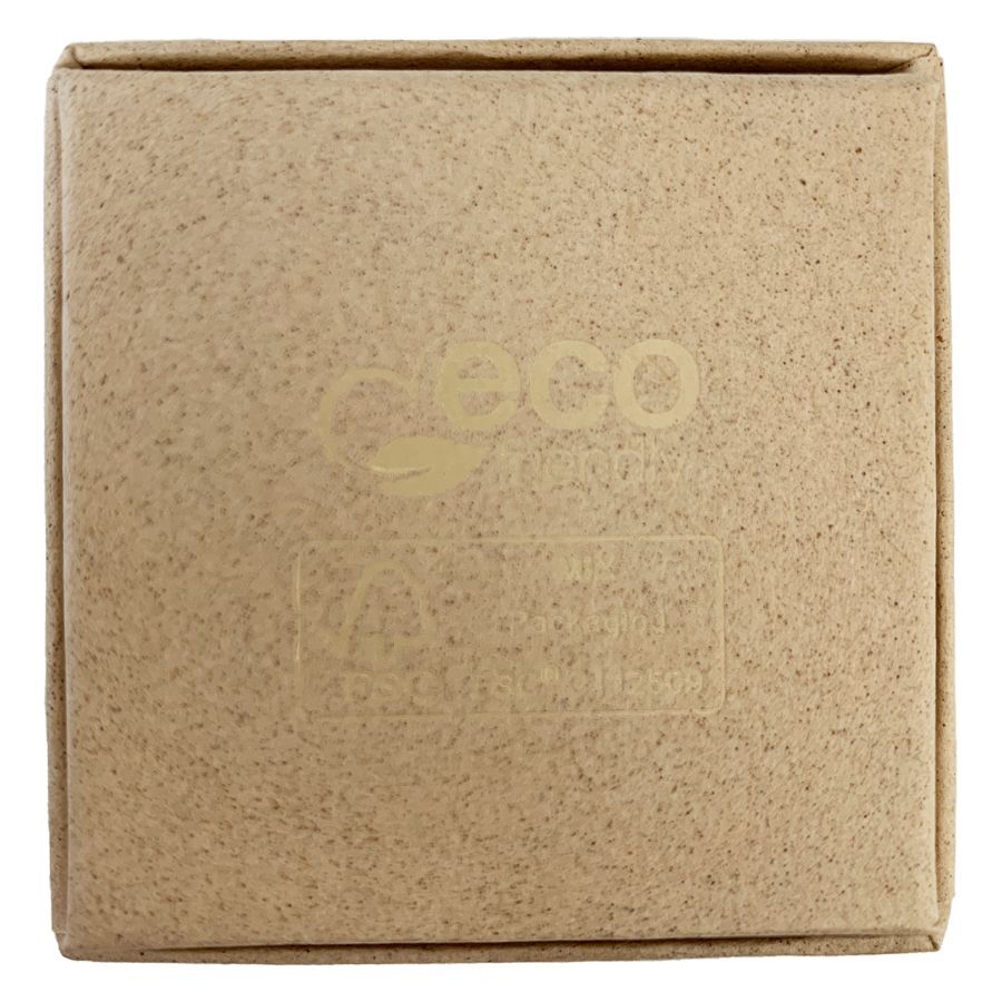 Kartonbox mit Wildcat Logo für Schmuck Quadratische Kartonbox mit Wildcat Logo auf beigem Hintergrund