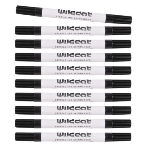 Schwarzer Skinmarker mit weißem Körper, Wildcat-Logo, auf weißem Hintergrund