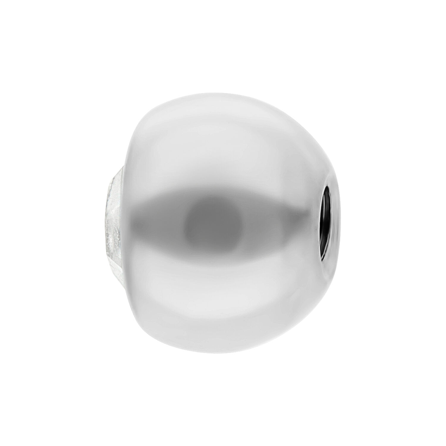 Sfera in titanio bianco con pietra cristallina, spessore 1,2 mm, dimensione 3,0 mm, su sfondo bianco