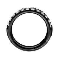 Clicker in Titanio Nero con Doppia Fila di Cristalli su Sfondo Bianco