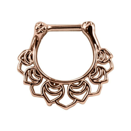 Septum Clicker floreale in acciaio oro rosa