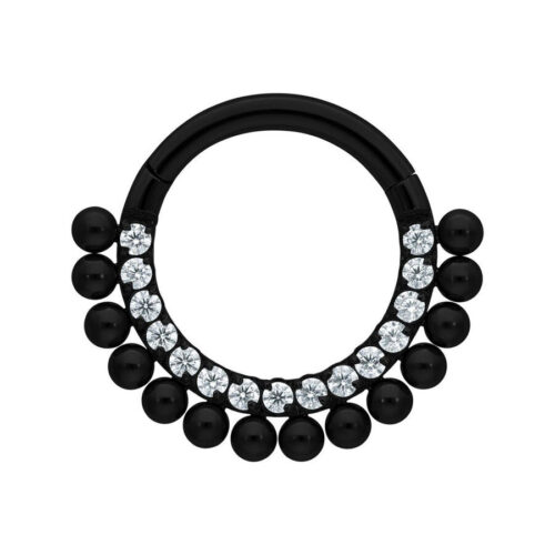 Septum Clicker Little Balls Cristalli Titanio - Nero
