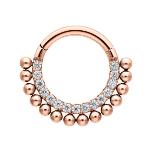 Septum Clicker Little Balls Cristalli Titanio - Oro rosa