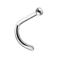 Piercing nasale in titanio argento con cristallo chiaro su sfondo bianco