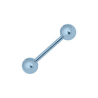 Titan Highline® Light Blue Barbell Barra in titanio azzurro con due sfere su sfondo bianco