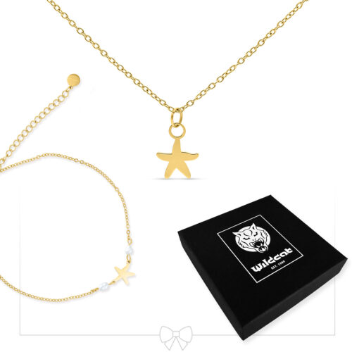 Collana e bracciale dorati con ciondolo a stella marina, Wildcat Box