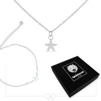 Set di collana e cavigliera stella marina in argento con scatola Wildcat nera