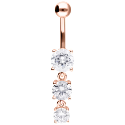 Banana Ombelico 3 Cristalli Argento Titanio<!--5ec5492a77117--> - Oro rosa